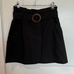 Zara trf Collection Black Belted Skirt with Snaps | Size M